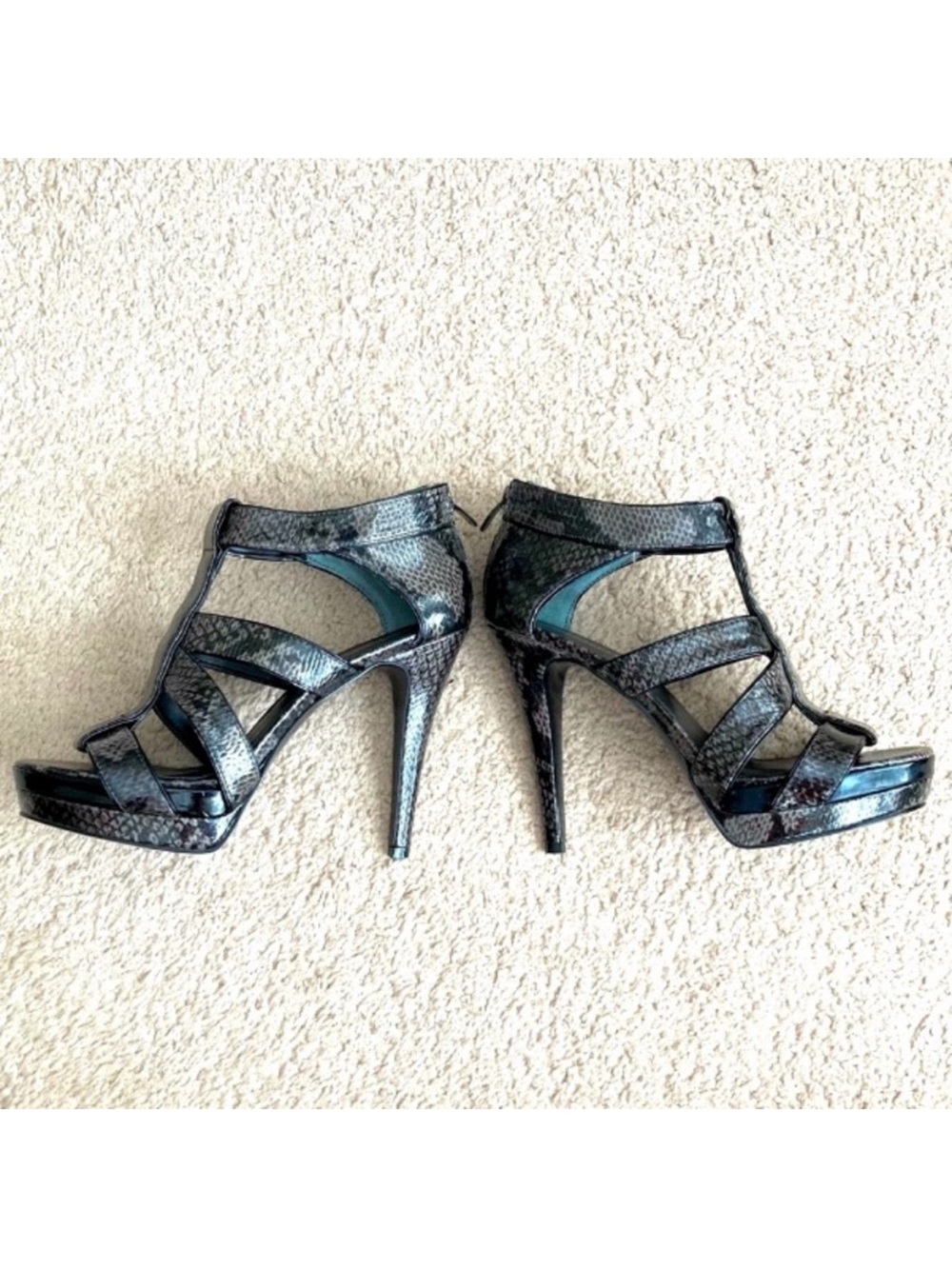 Nine West Flasho Women’s Heeled Snakeskin Sandals